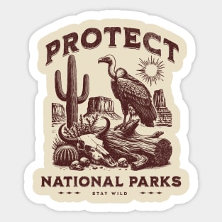 Protect National Parks Grand Canyon Southwest Outdoors Desert Vulture Stay Wild Sticker